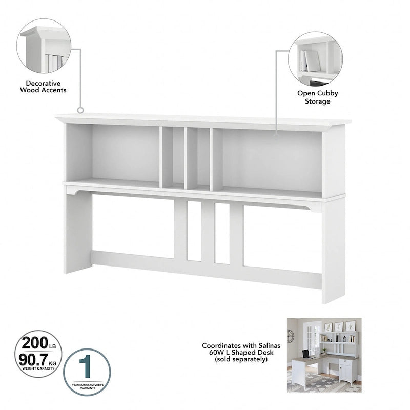 Bureau en L de 60W avec huche, classeur et bibliothèque