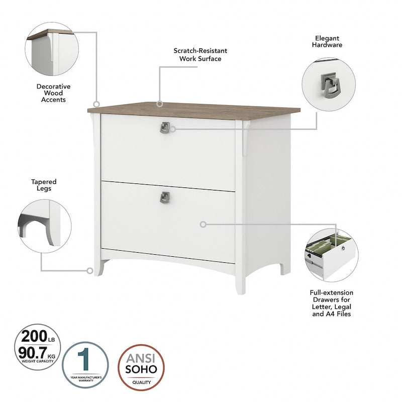 Bureau en L de 60W avec huche, classeur et bibliothèque