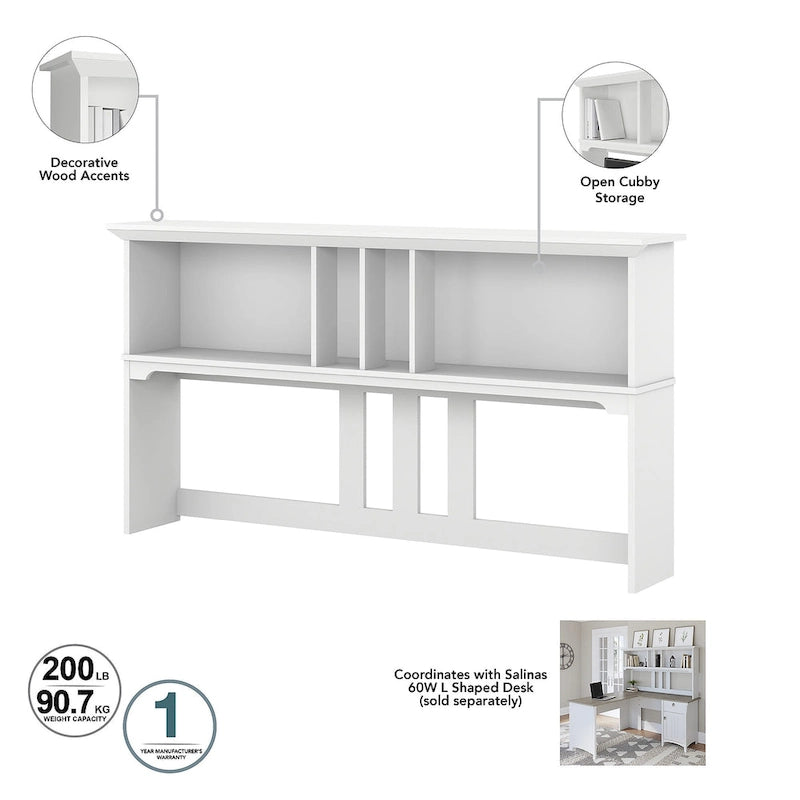 Bureau en L de 60W avec huche, classeur et bibliothèque