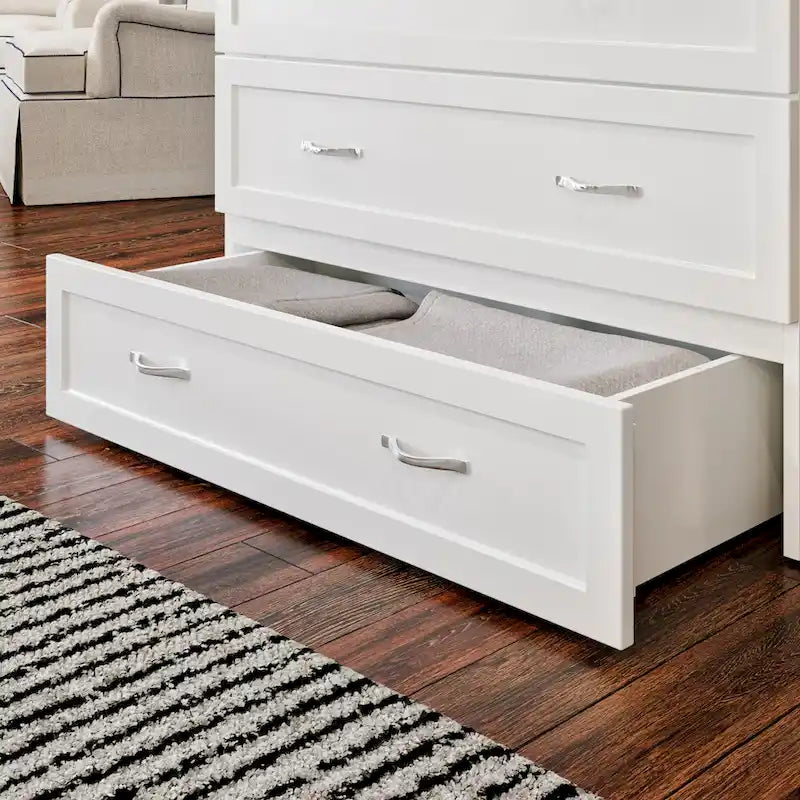 Lit escamotable coffre Twin XL avec matelas, blanc