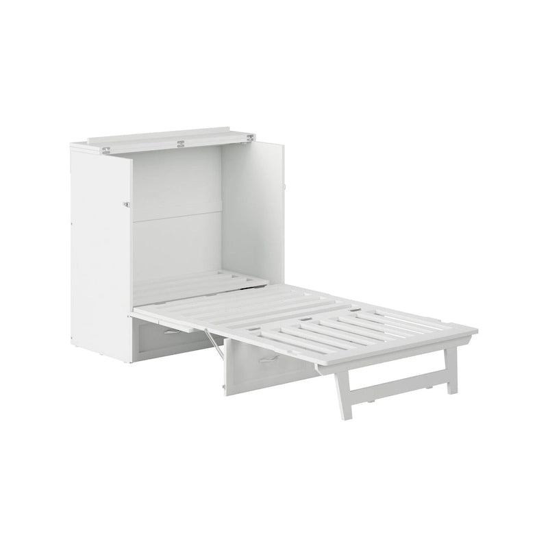 Lit escamotable coffre Twin XL avec matelas, blanc