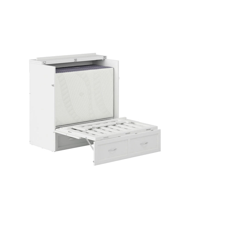 Lit escamotable coffre Twin XL avec matelas, blanc