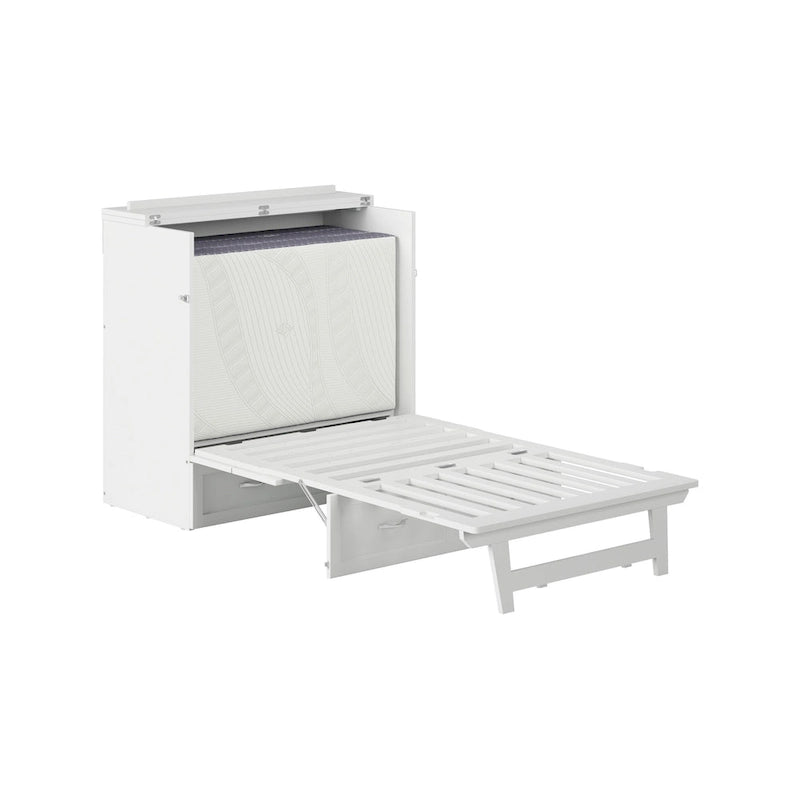 Lit escamotable coffre Twin XL avec matelas, blanc
