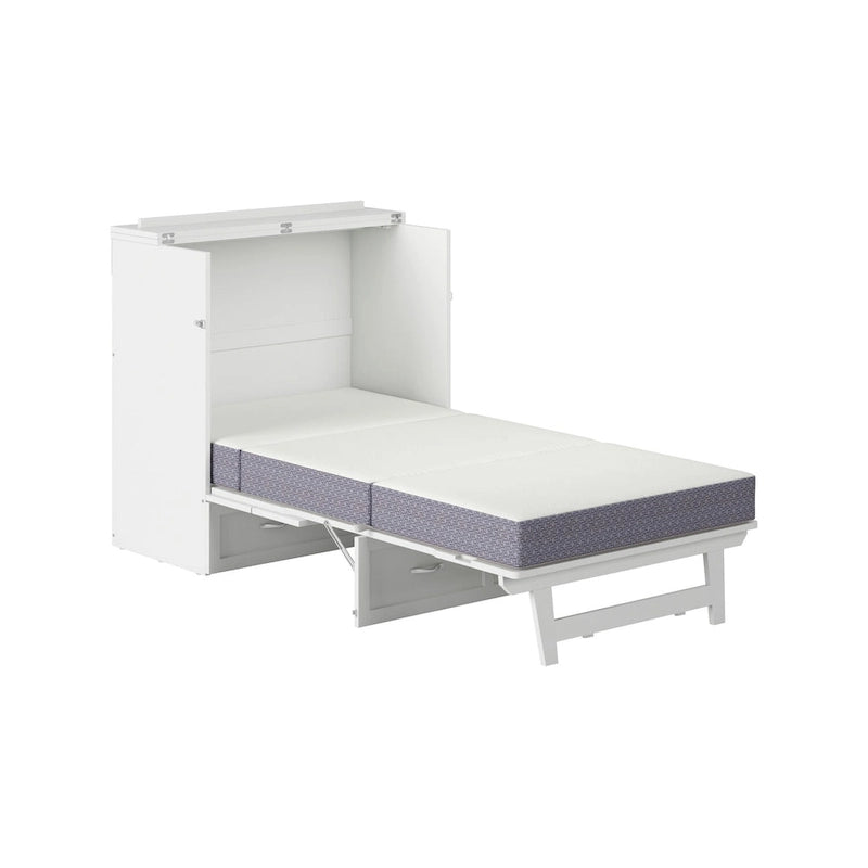 Lit escamotable coffre Twin XL avec matelas, blanc