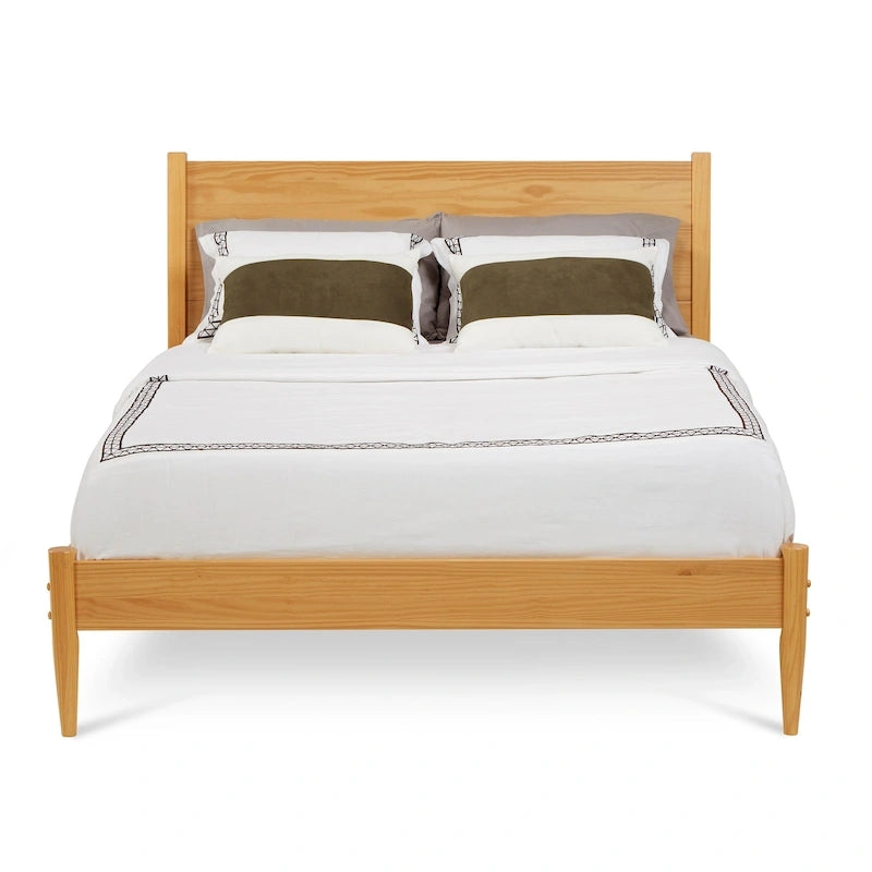 Lit plateforme en bois massif style Mid-Century - Grand lit (Queen)