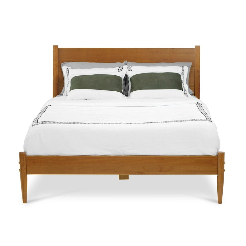 Lit plateforme en bois massif style Mid-Century - Grand lit (Queen)