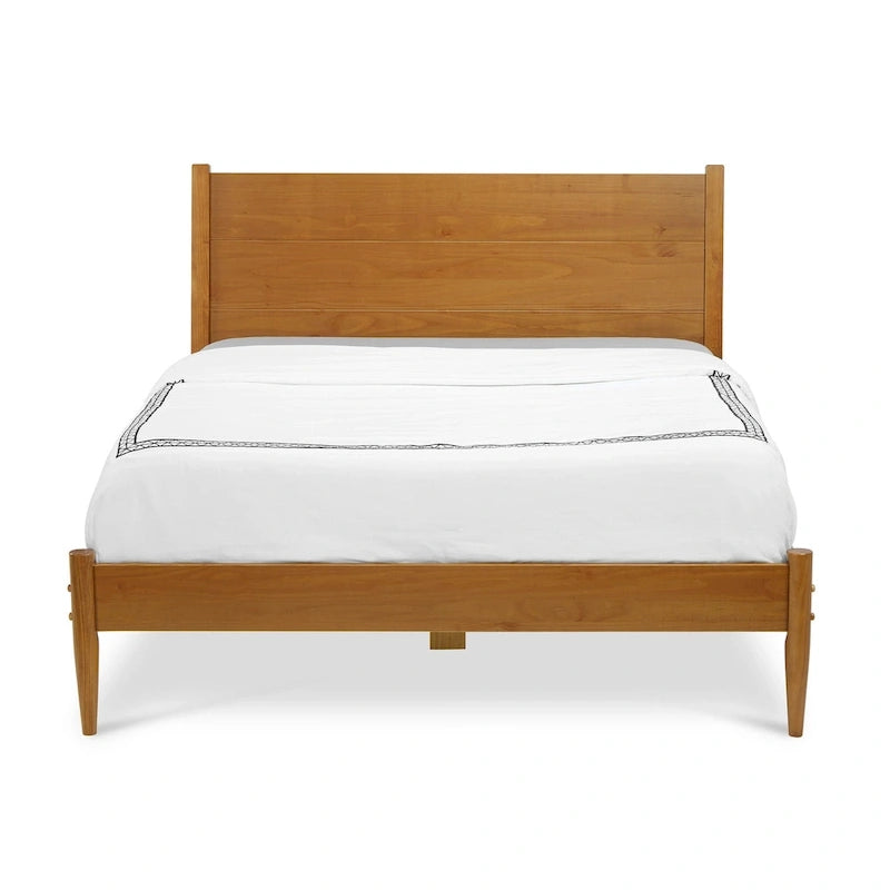 Lit plateforme en bois massif style Mid-Century - Grand lit (Queen)