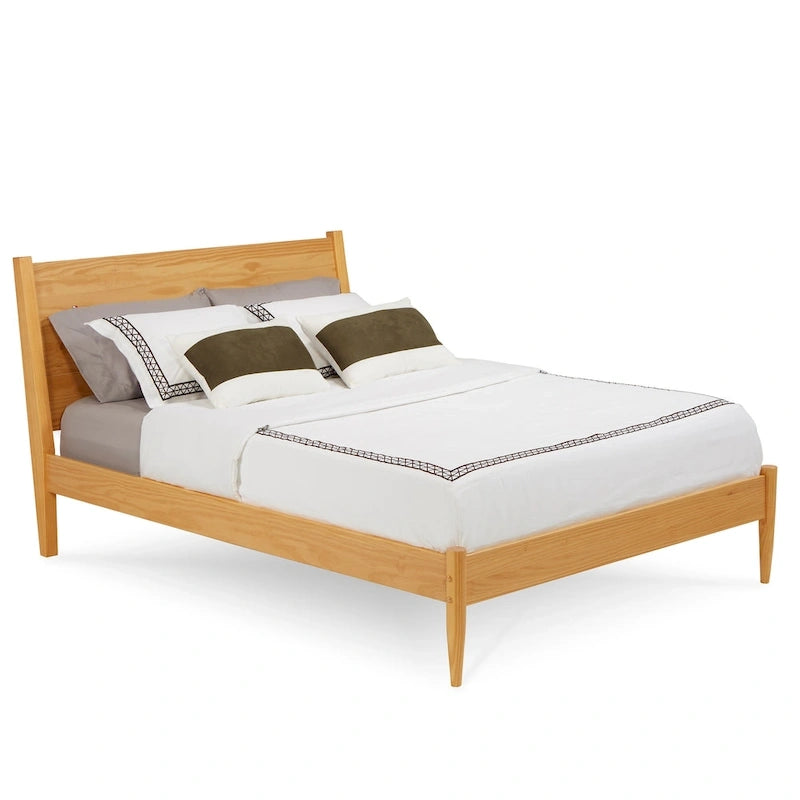 Lit plateforme en bois massif style Mid-Century - Grand lit (Queen)