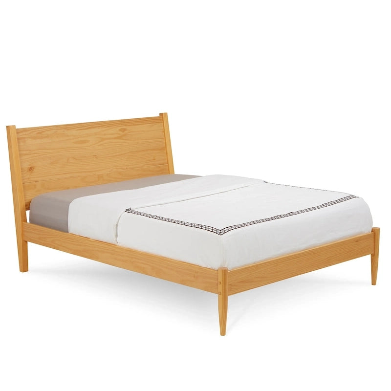 Lit plateforme en bois massif style Mid-Century - Grand lit (Queen)