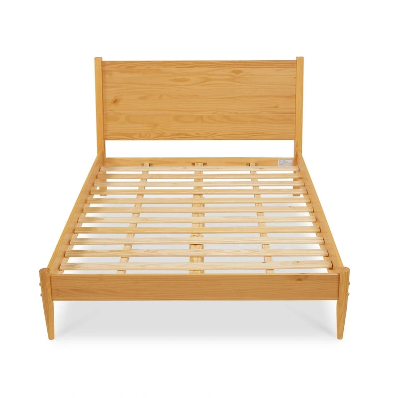 Lit plateforme en bois massif style Mid-Century - Grand lit (Queen)