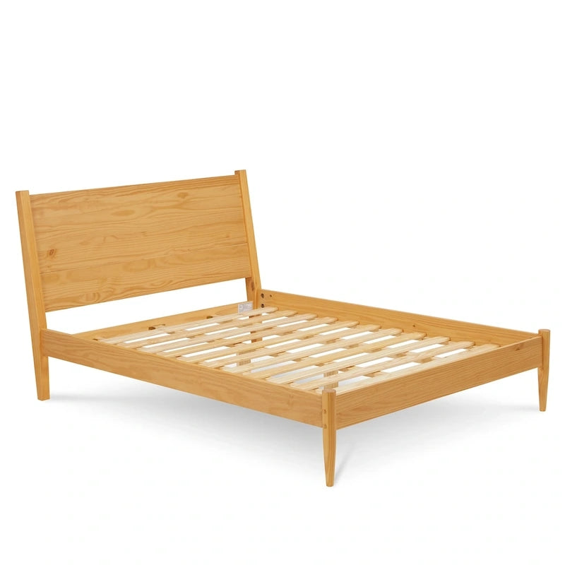 Lit plateforme en bois massif style Mid-Century - Grand lit (Queen)