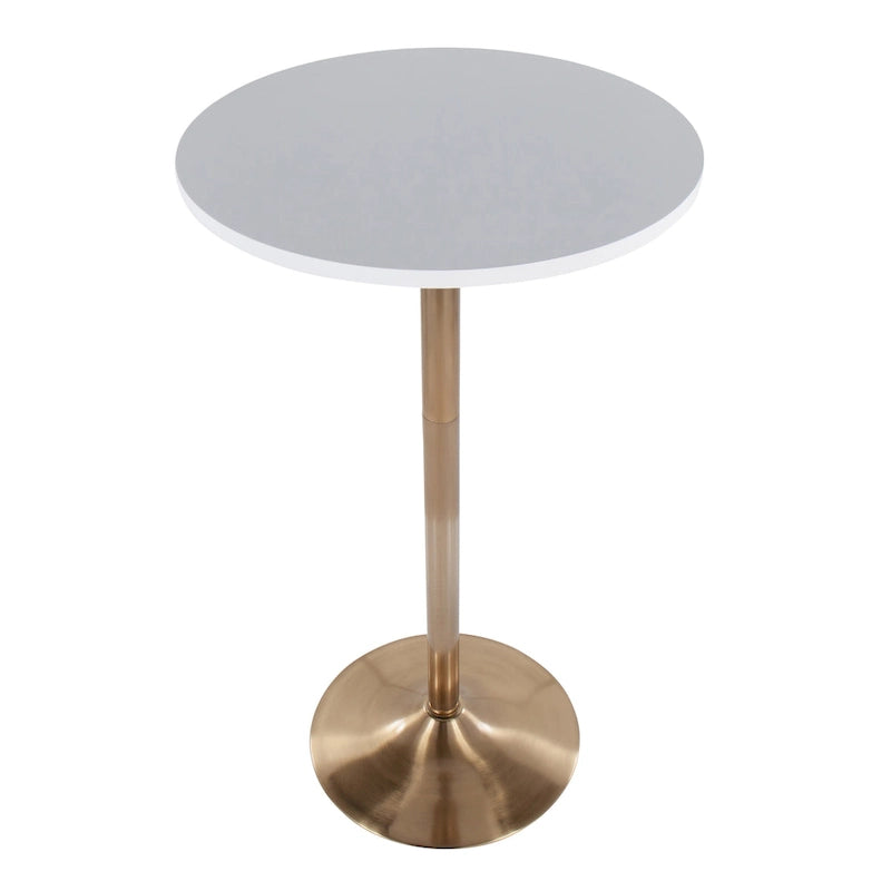 Table ronde à hauteur réglable (hauteur de table, de comptoir ou de bar)