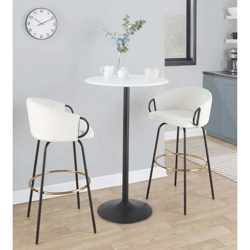 Table ronde à hauteur réglable (hauteur de table, de comptoir ou de bar)
