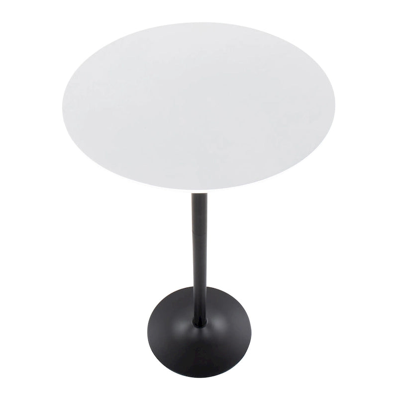 Table ronde à hauteur réglable (hauteur de table, de comptoir ou de bar)