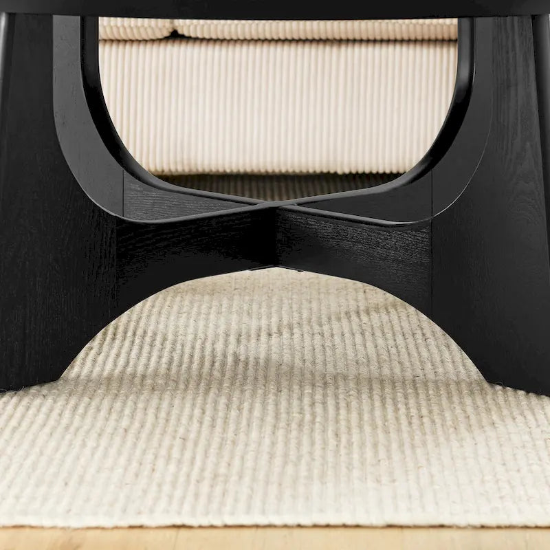 Table basse ronde de 36 po en placage de bouleau avec pieds croisés