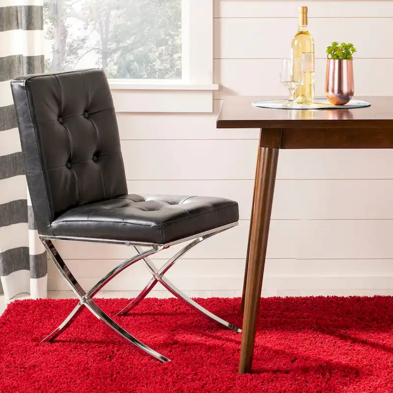 Chaise d'appoint capitonnée Glam avec pieds chromés