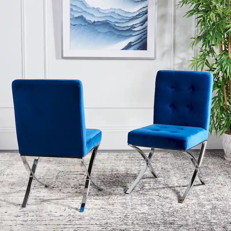 Chaise d'appoint capitonnée Glam avec pieds chromés