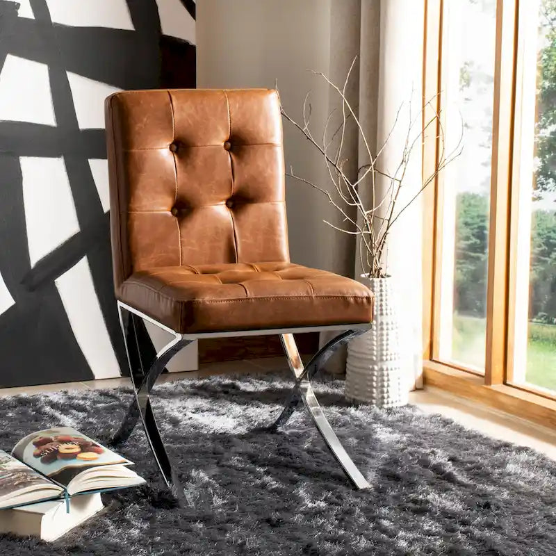 Chaise d'appoint capitonnée Glam avec pieds chromés