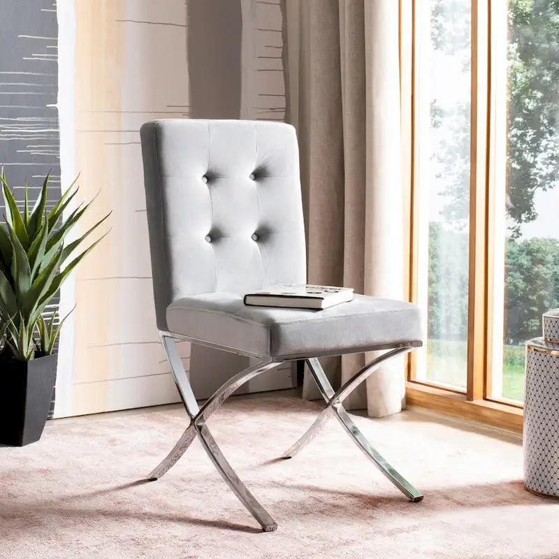 Chaise d'appoint capitonnée Glam avec pieds chromés