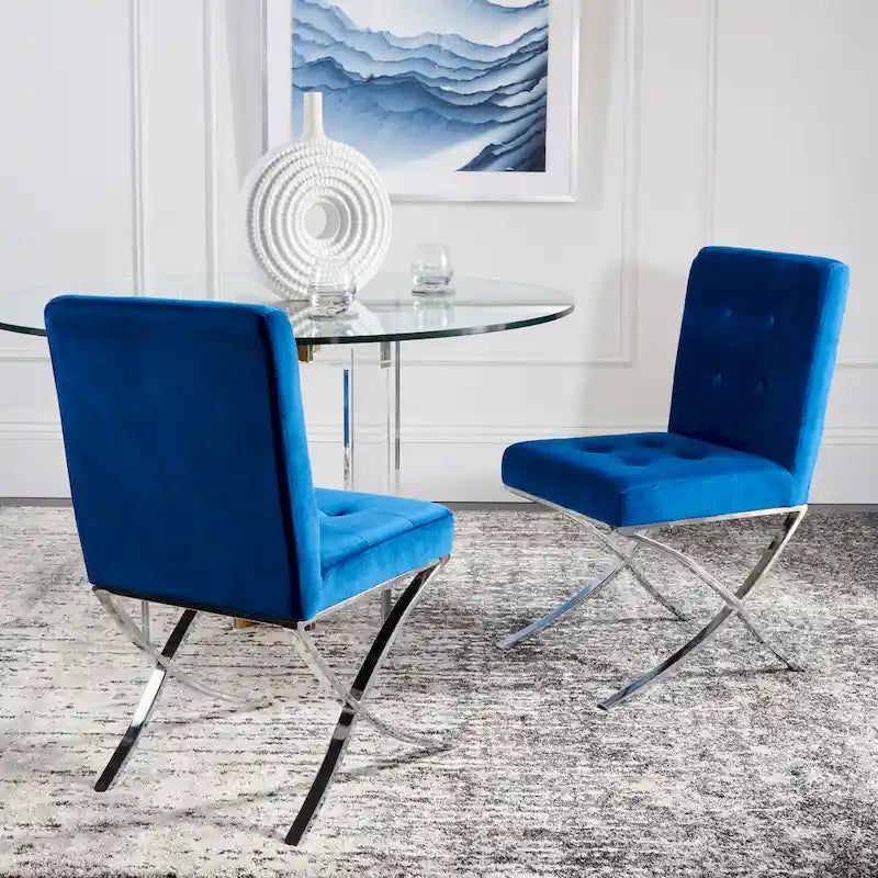 Chaise d'appoint capitonnée Glam avec pieds chromés