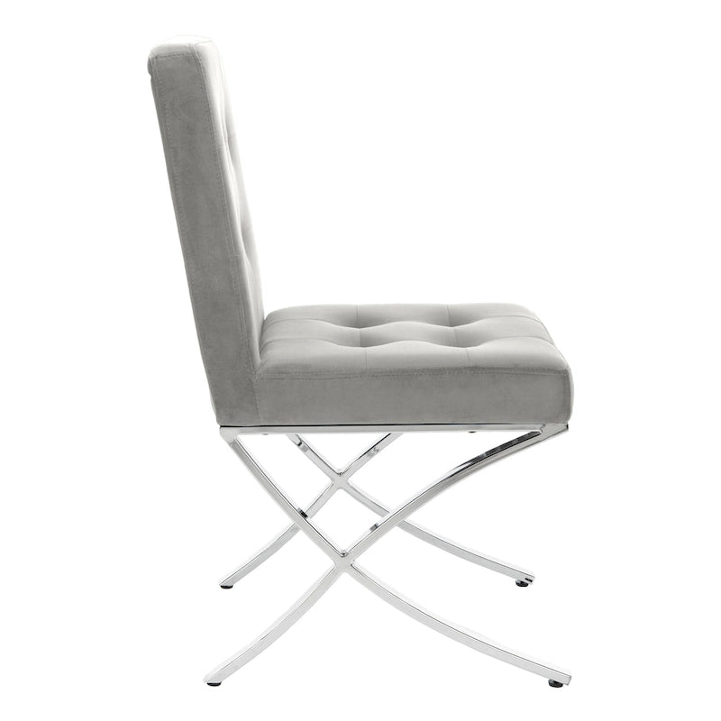 Chaise d'appoint capitonnée Glam avec pieds chromés