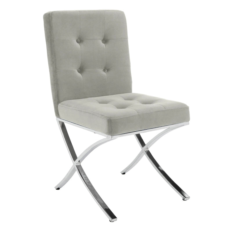 Chaise d'appoint capitonnée Glam avec pieds chromés