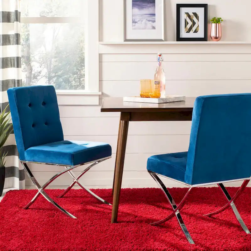 Chaise d'appoint capitonnée Glam avec pieds chromés