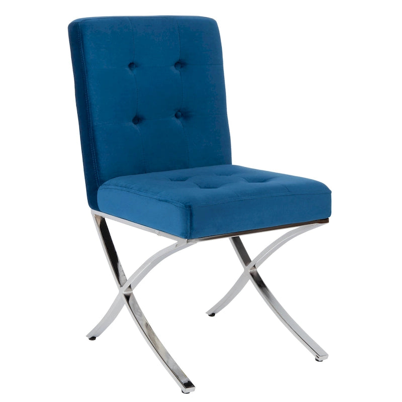 Chaise d'appoint capitonnée Glam avec pieds chromés
