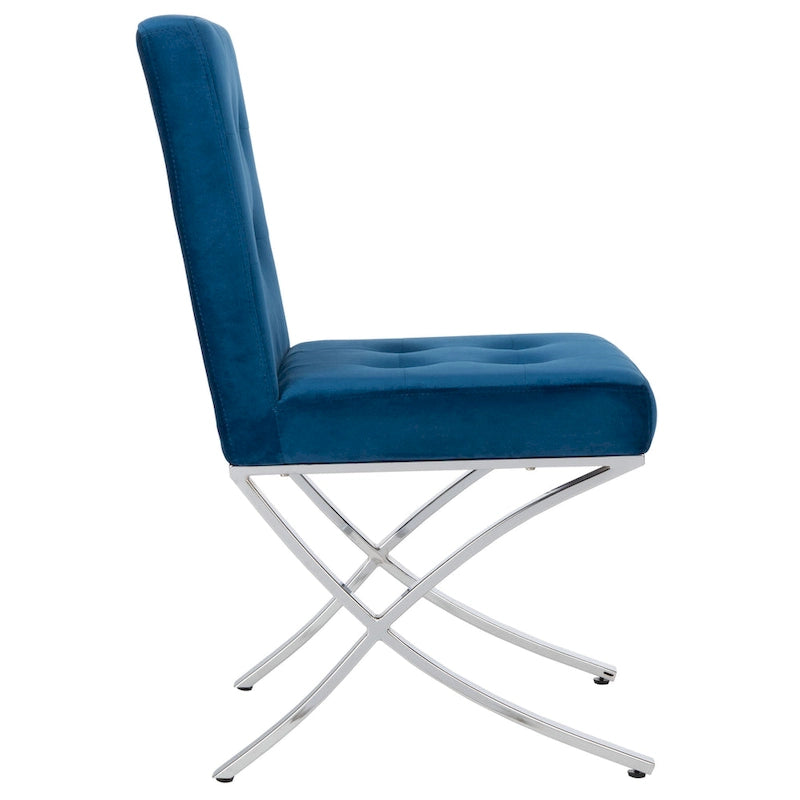 Chaise d'appoint capitonnée Glam avec pieds chromés