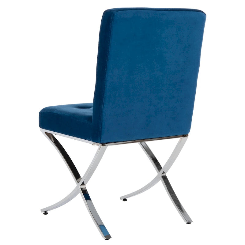 Chaise d'appoint capitonnée Glam avec pieds chromés