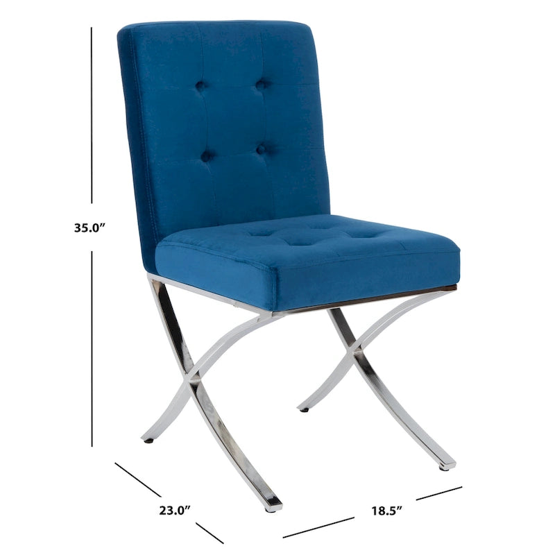 Chaise d'appoint capitonnée Glam avec pieds chromés
