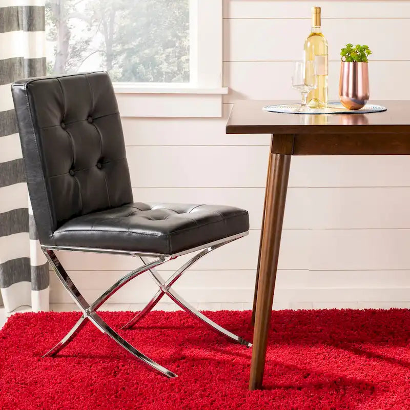 Chaise d'appoint capitonnée Glam avec pieds chromés