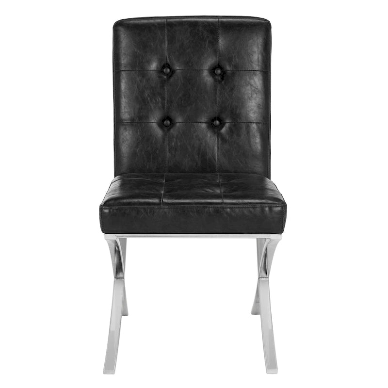 Chaise d'appoint capitonnée Glam avec pieds chromés