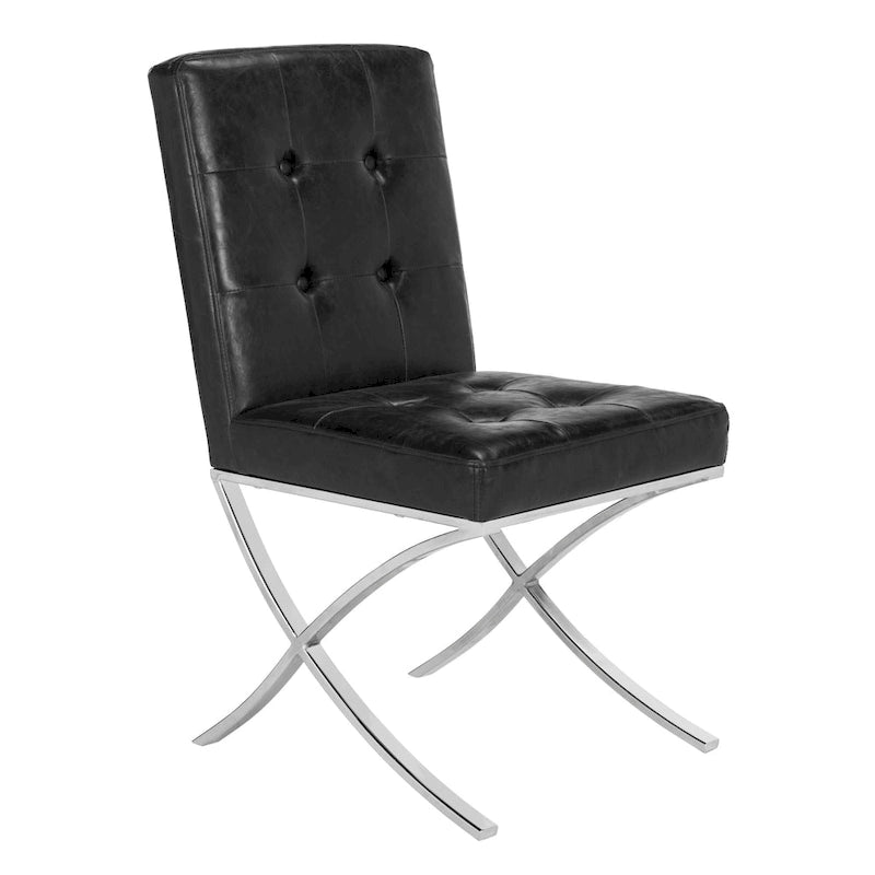 Chaise d'appoint capitonnée Glam avec pieds chromés