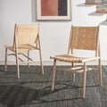 Chaises de salle à manger en rotin côtier avec cadre en bois