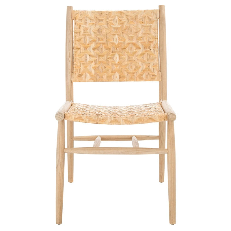Chaises de salle à manger en rotin côtier avec cadre en bois