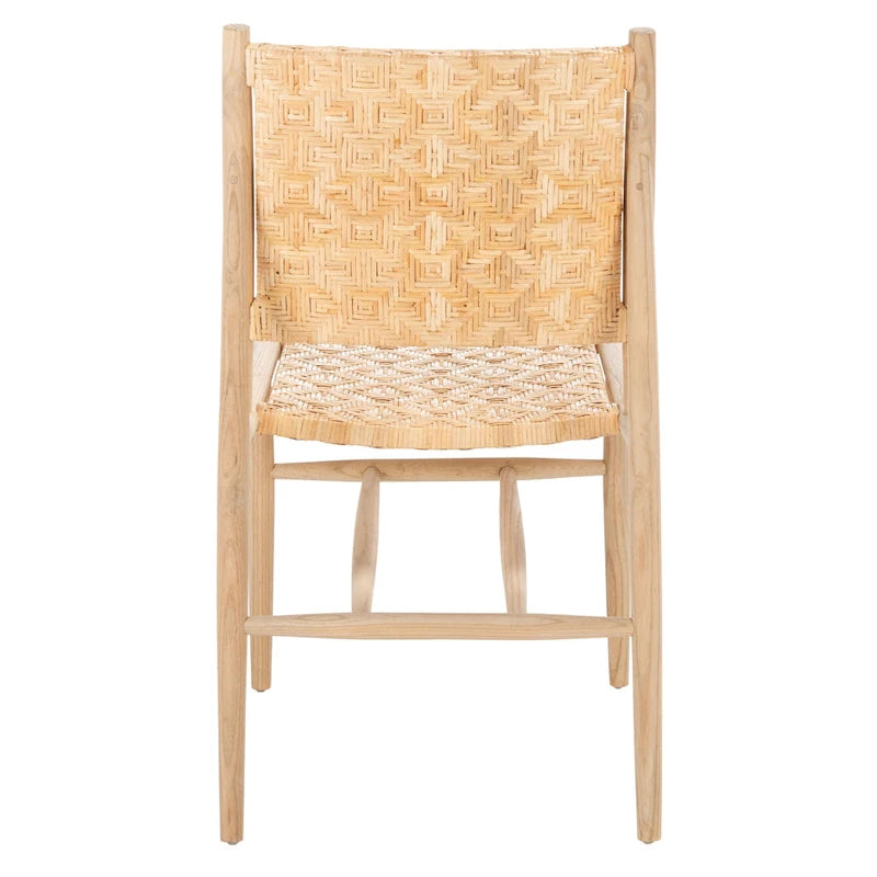 Chaises de salle à manger en rotin côtier avec cadre en bois