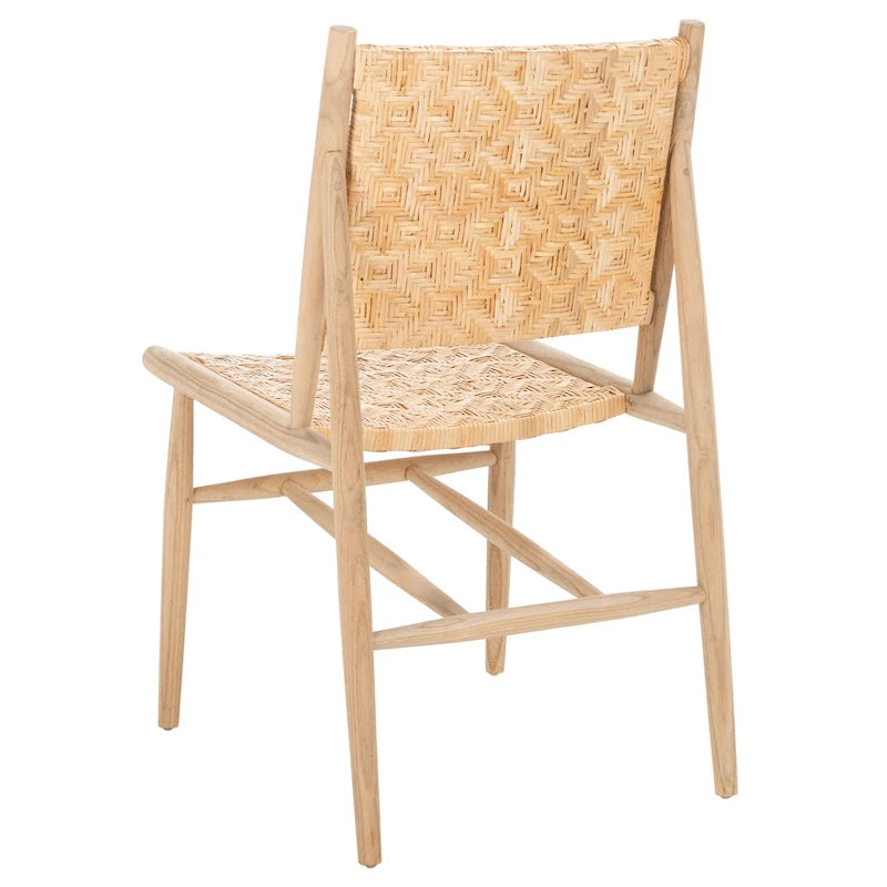Chaises de salle à manger en rotin côtier avec cadre en bois