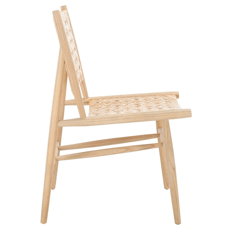 Chaises de salle à manger en rotin côtier avec cadre en bois