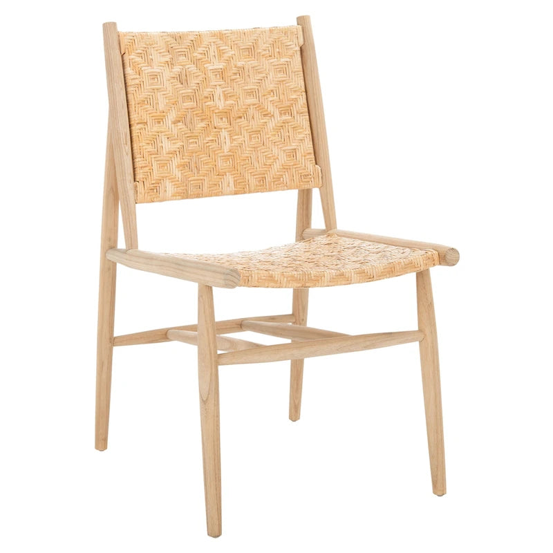 Chaises de salle à manger en rotin côtier avec cadre en bois