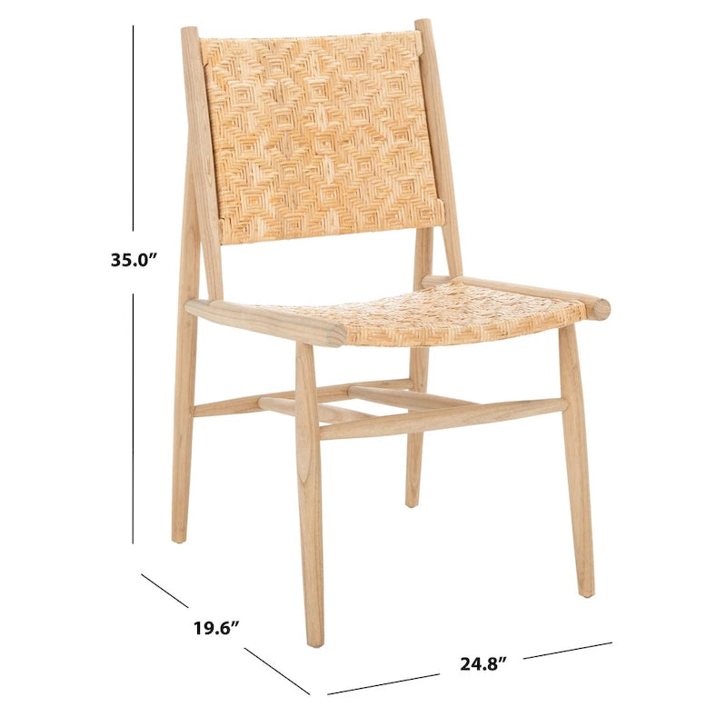 Chaises de salle à manger en rotin côtier avec cadre en bois