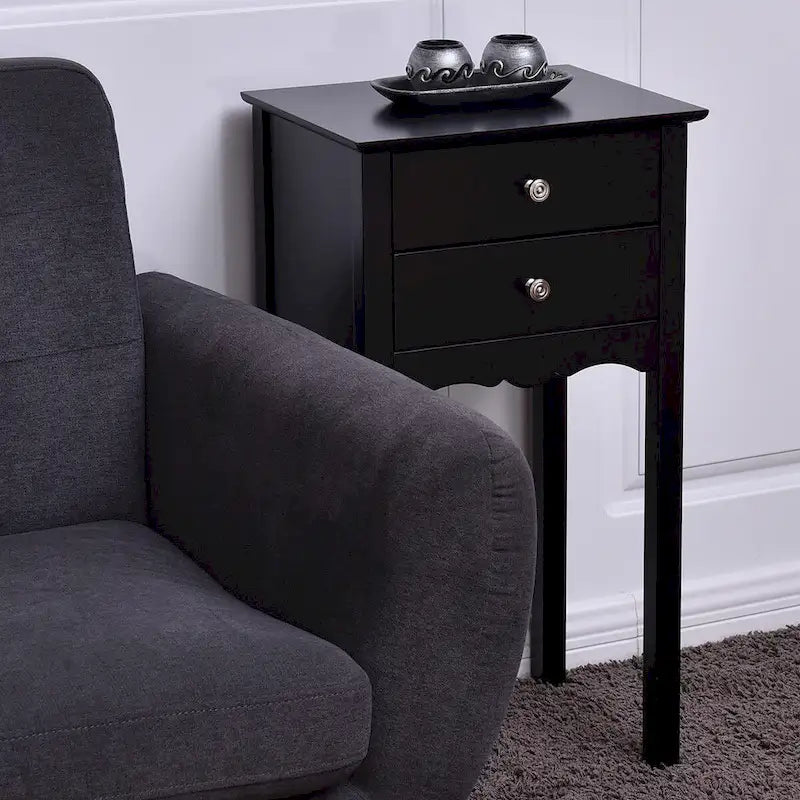 Table d'appoint avec 2 tiroirs - Noir - 16,0 x 13,0 x 30,0 (L x l x H)