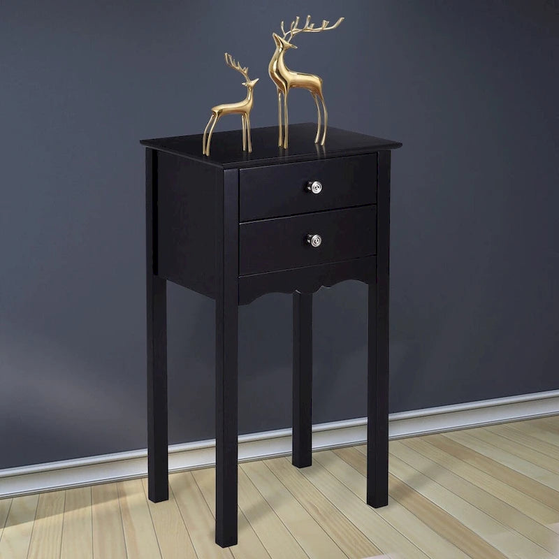 Table d'appoint avec 2 tiroirs - Noir - 16,0 x 13,0 x 30,0 (L x l x H)