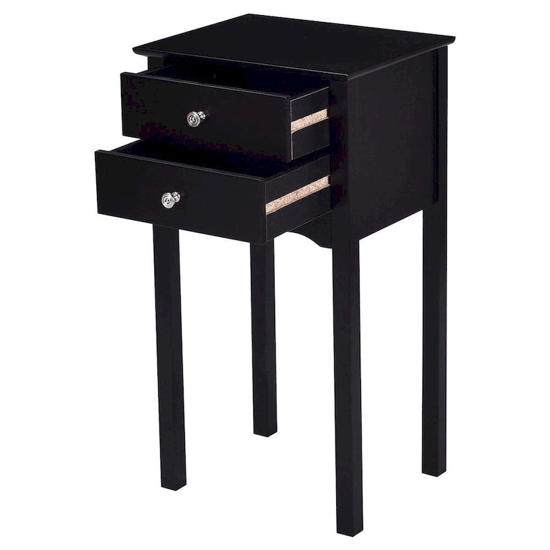 Table d'appoint avec 2 tiroirs - Noir - 16,0 x 13,0 x 30,0 (L x l x H)