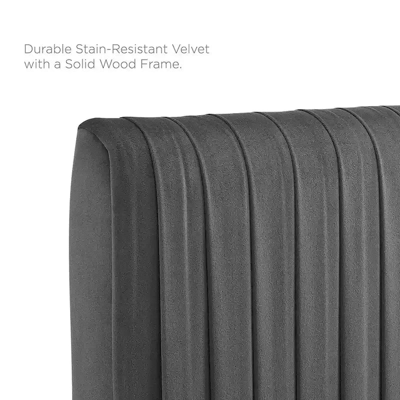 Tête de lit en velours touffeté à canaux grand lit/queen - Hauteur réglable