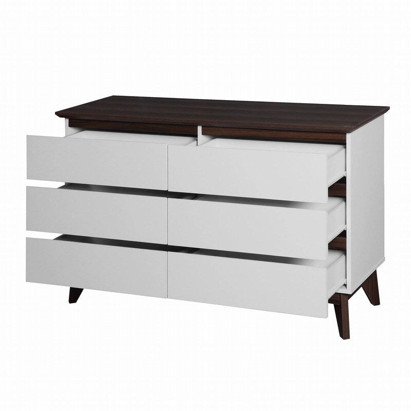 Commode moderne de 120 cm à 6 tiroirs avec grand espace de rangement