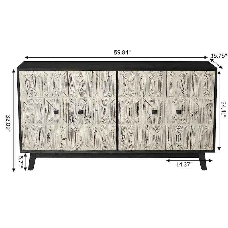 Buffet de salle à manger vintage à 4 portes de 152 cm