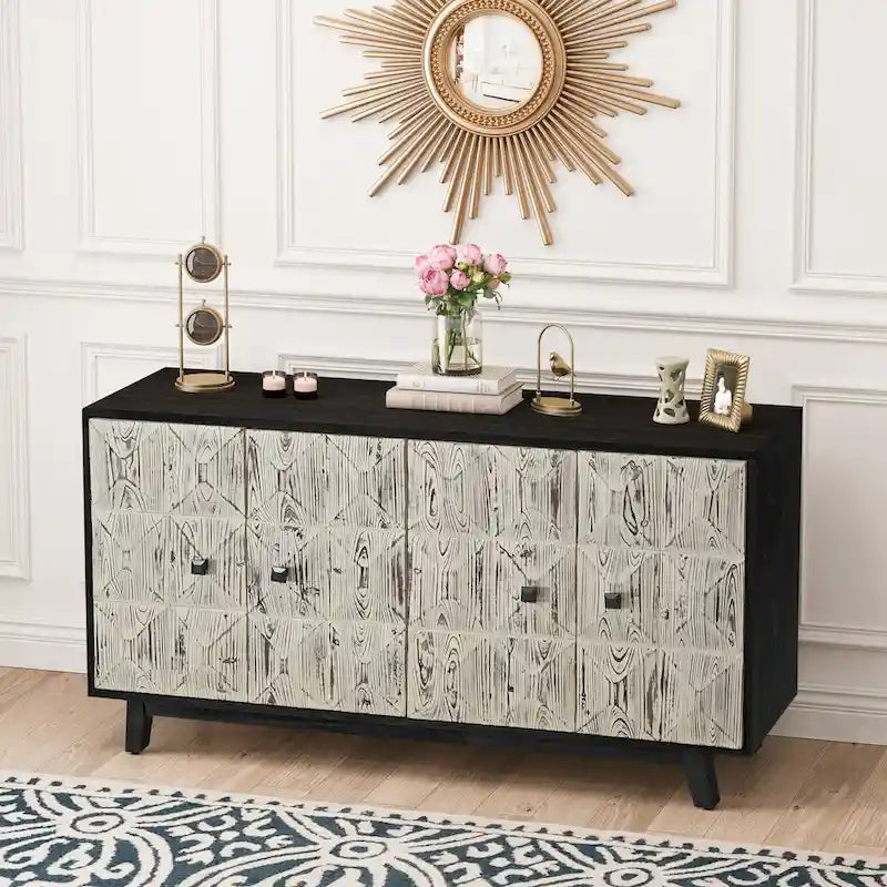 Buffet de salle à manger vintage à 4 portes de 152 cm