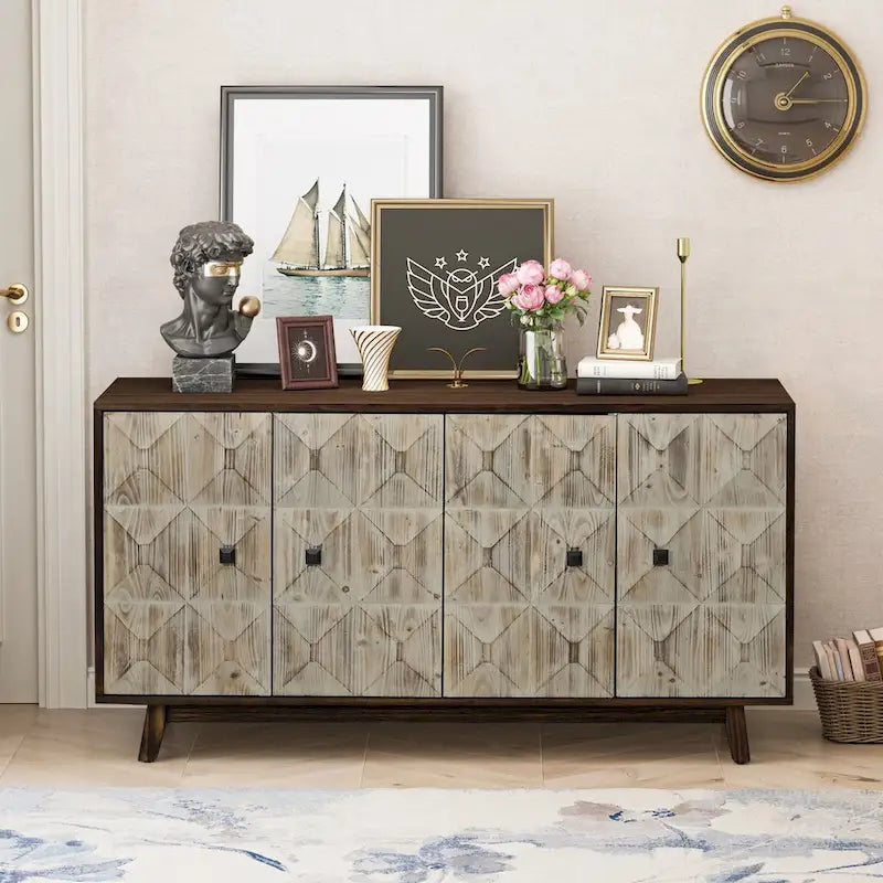 Buffet de salle à manger vintage à 4 portes de 152 cm
