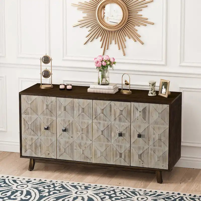 Buffet de salle à manger vintage à 4 portes de 152 cm